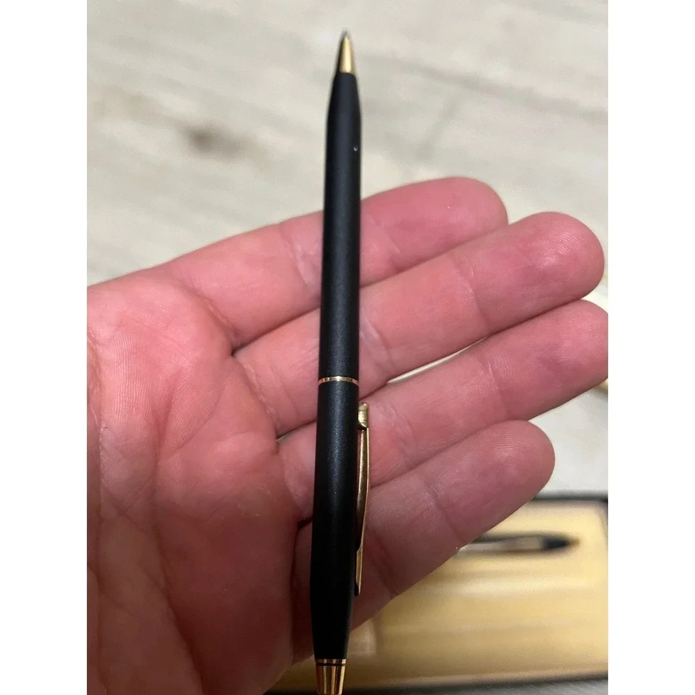 Cross Classic Black Pen and Pencil Set Matte Gold Trim Vintage with Box Refills‎